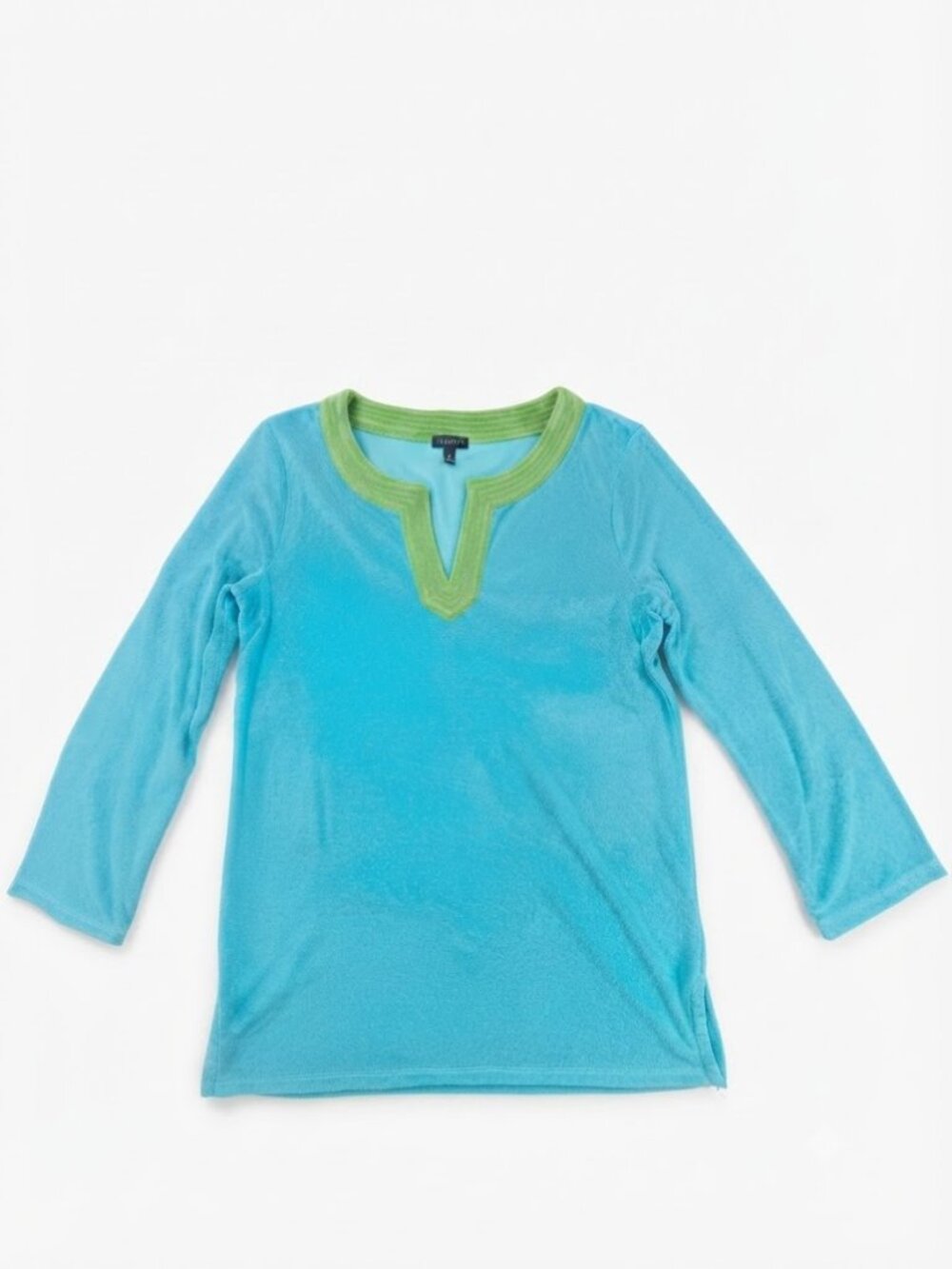 Talbots Blue & Green Terry Cloth Pullover Top Size-Small